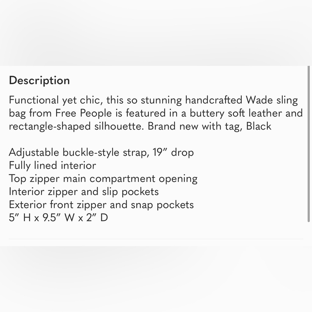 NEW Free People wade leather sling bag - Picture 4 of 8